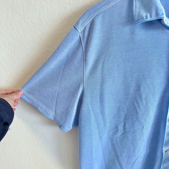 TOMMY BAHAMA Blue Edgartown Polo Knit Button-Up Stretch Golf Shirt Mens Large - Picture 4 of 7